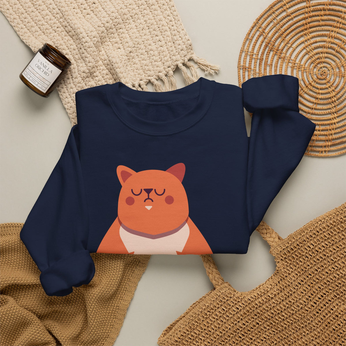 Cat with Mug Crewneck Sweatshirt