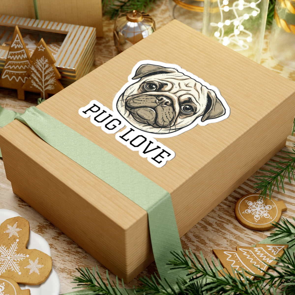 Pug Love Sticker — Kiss-Cut Pug Face Decal