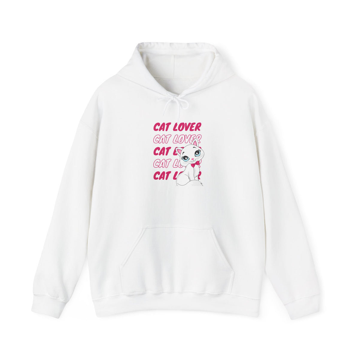 Cat Lover Hoodie — Cute Pink Cat Graphic Pullover