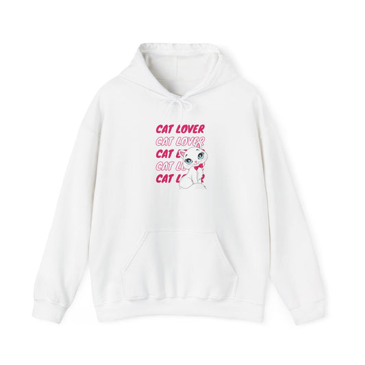 Cat Lover Hoodie — Cute Pink Cat Graphic Pullover