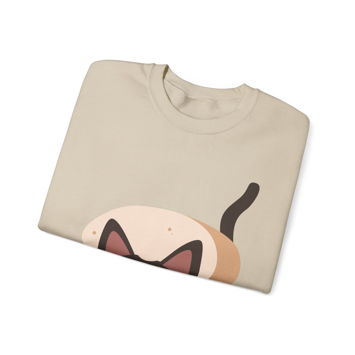 Cute Cartoon Cat Crewneck Sweatshirt — Playful Black Cat Graphic