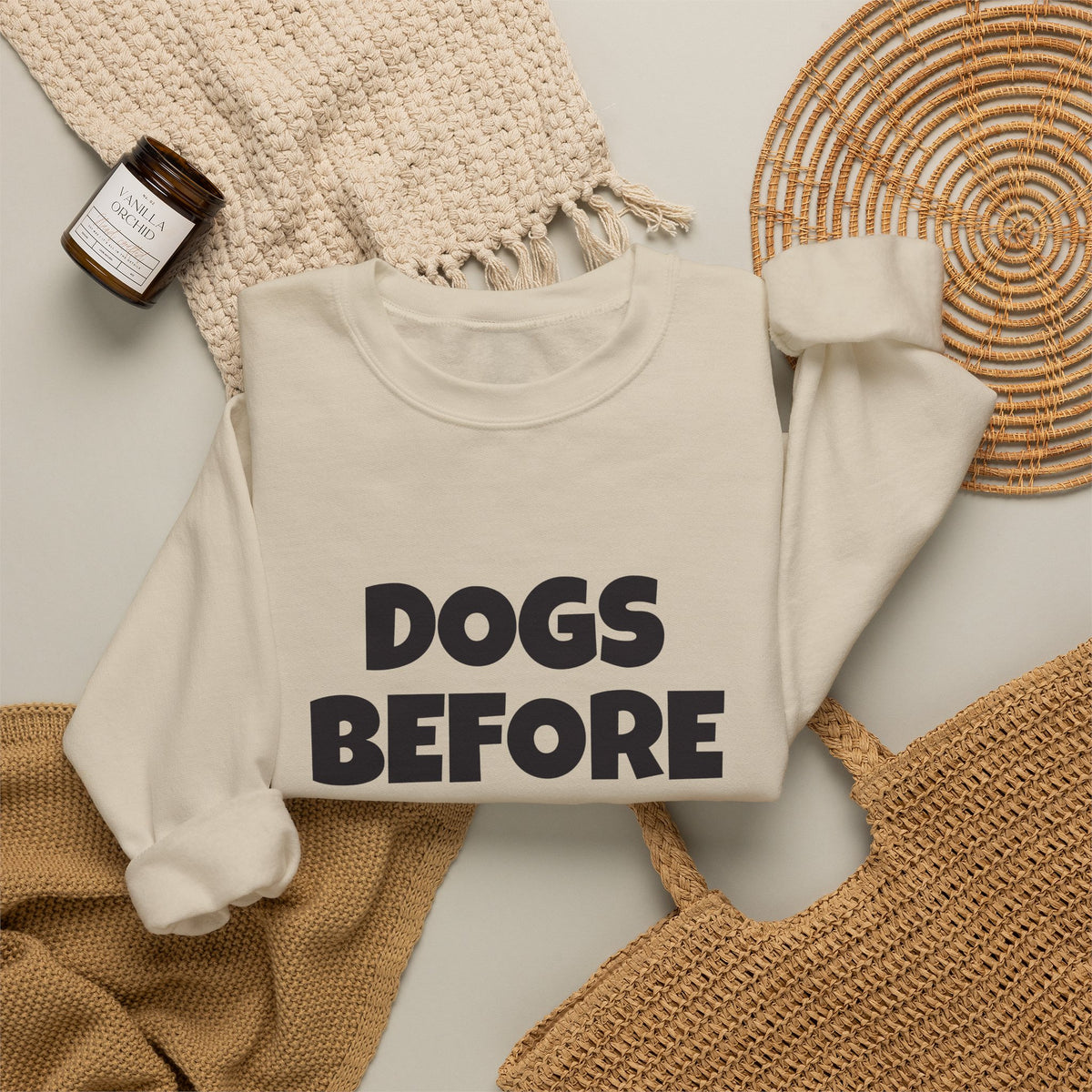 Dogs Before Dudes Sweatshirt — Funny Pet Lover Crewneck