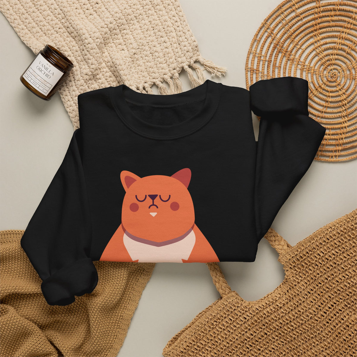 Cat with Mug Crewneck Sweatshirt