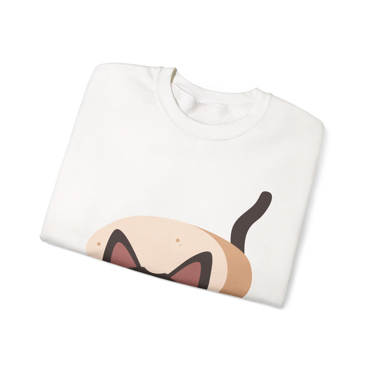 Cute Cartoon Cat Crewneck Sweatshirt — Playful Black Cat Graphic