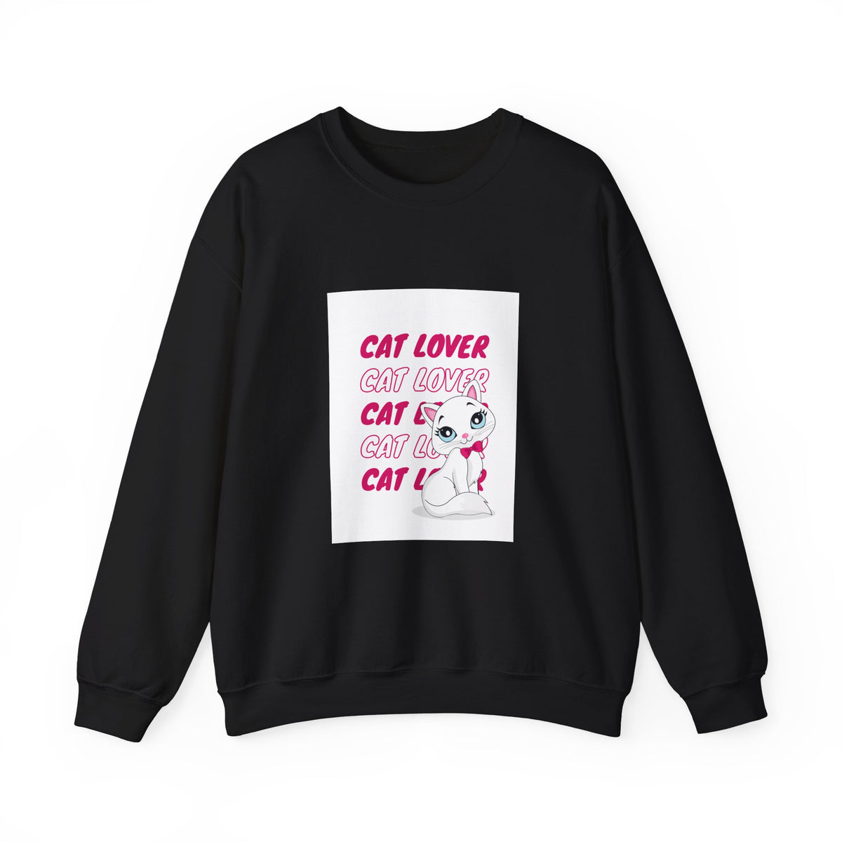 Cat Lover Crewneck Sweatshirt — Cute Pink Kitty Graphic