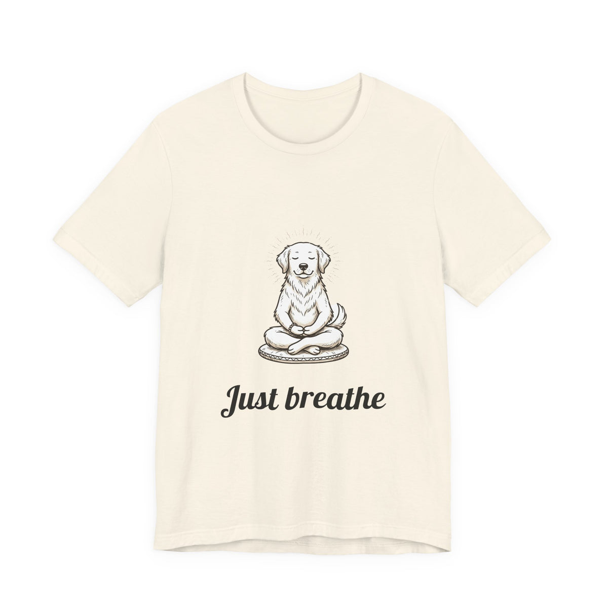 Meditating Dog T‑Shirt – "Just Breathe" Relaxation Tee