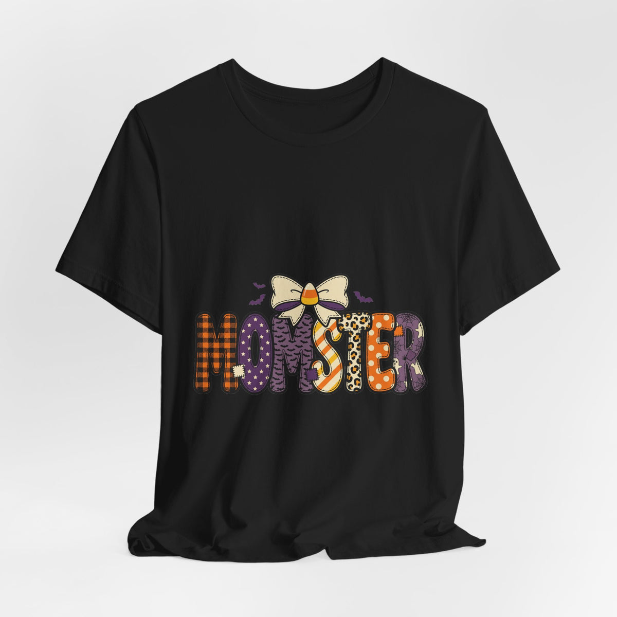 Momster Halloween Graphic Tee | Mom Halloween Shirt, Spooky Plaid Lettering