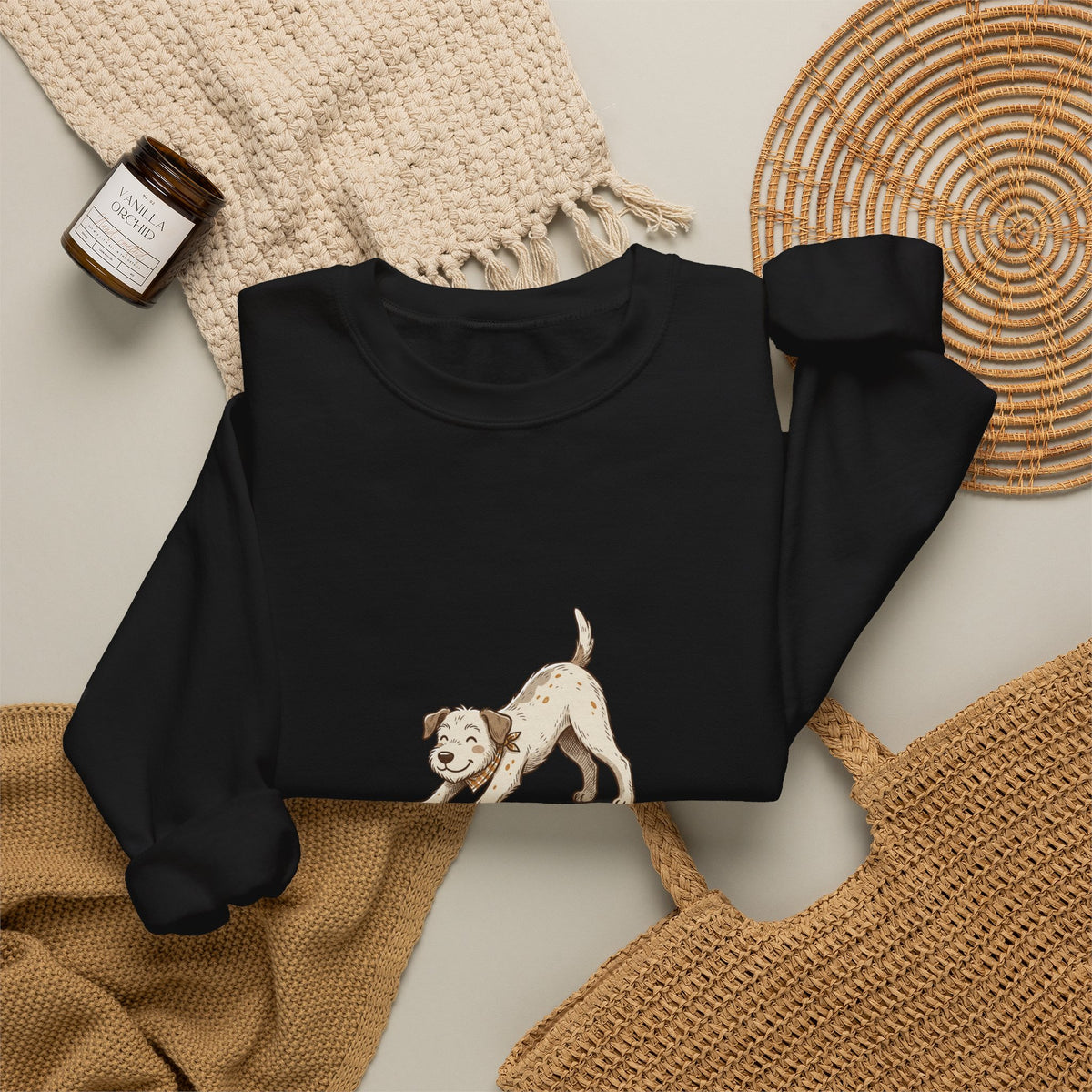 Downward Dog Sweatshirt — Cute Yoga Puppy Graphic Crewneck