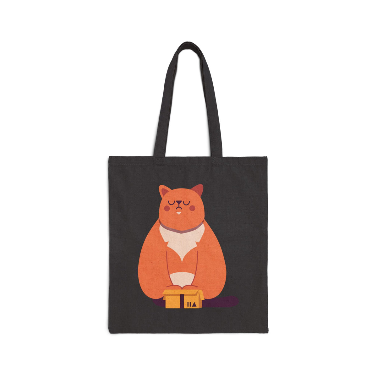 Canvas Tote Bag — Cute Meditating Cat Illustration Eco Shopper