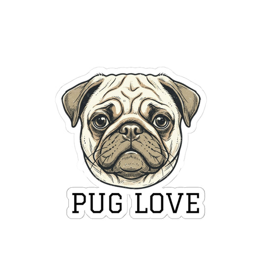 Pug Love Sticker — Kiss-Cut Pug Face Decal