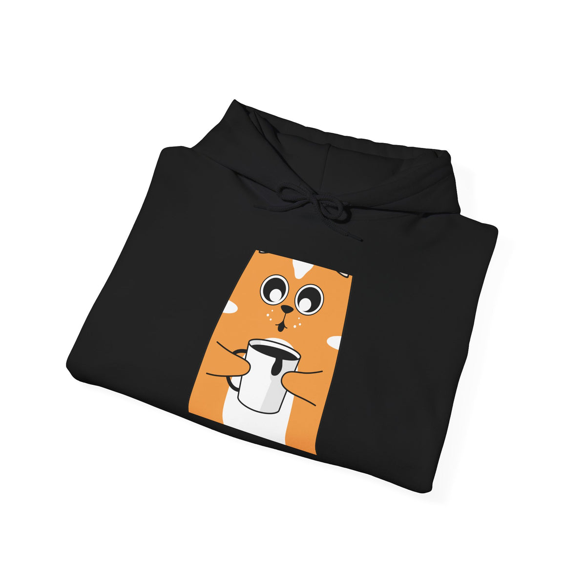 Cute Orange Cat Holding Coffee Hoodie – Kawaii Cat Coffee Lover Sweatshirt