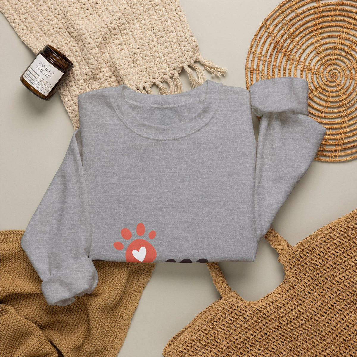 Dog Mom Crewneck Sweatshirt – Cute Paw Print Pullover for Pet Lovers
