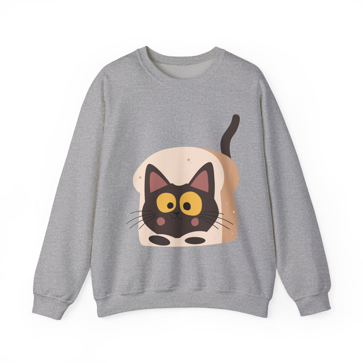 Cute Cartoon Cat Crewneck Sweatshirt — Playful Black Cat Graphic