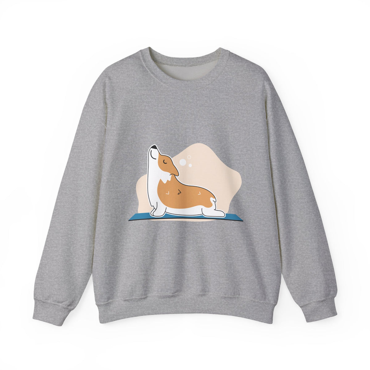 Corgi Yoga Crewneck Sweatshirt — Cute Stretching Dog Graphic