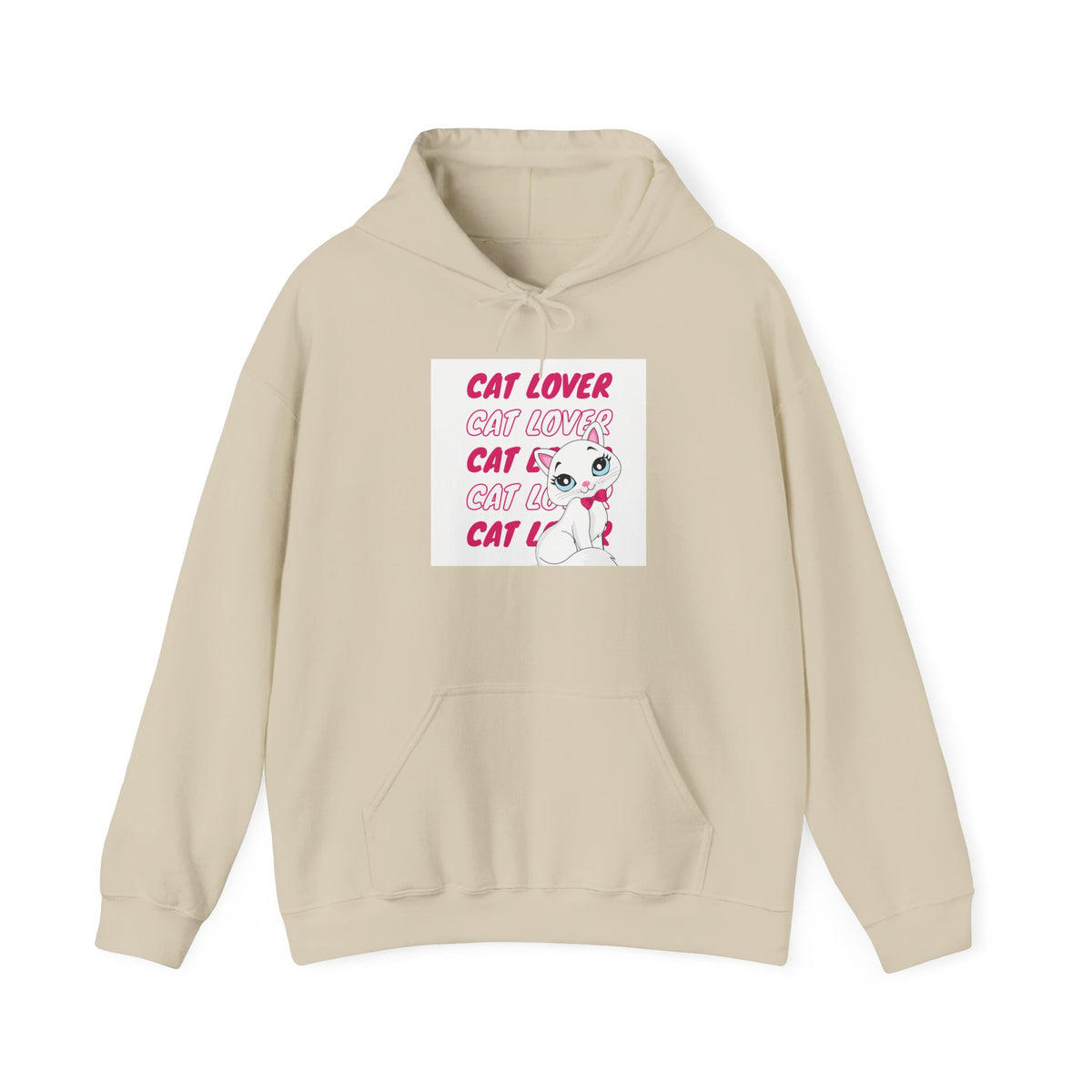Cat Lover Hoodie — Cute Pink Cat Graphic Pullover