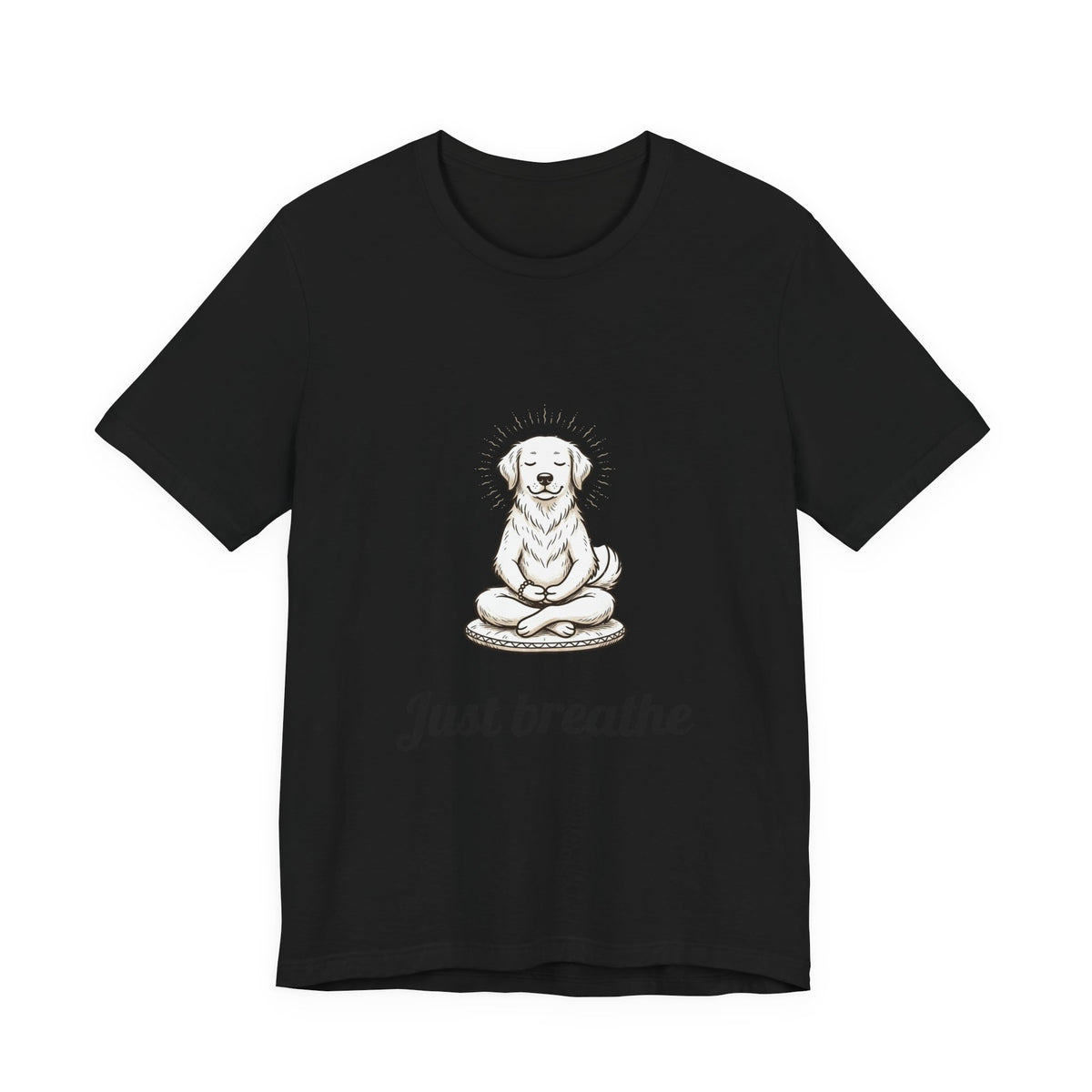 Meditating Dog T‑Shirt – "Just Breathe" Relaxation Tee