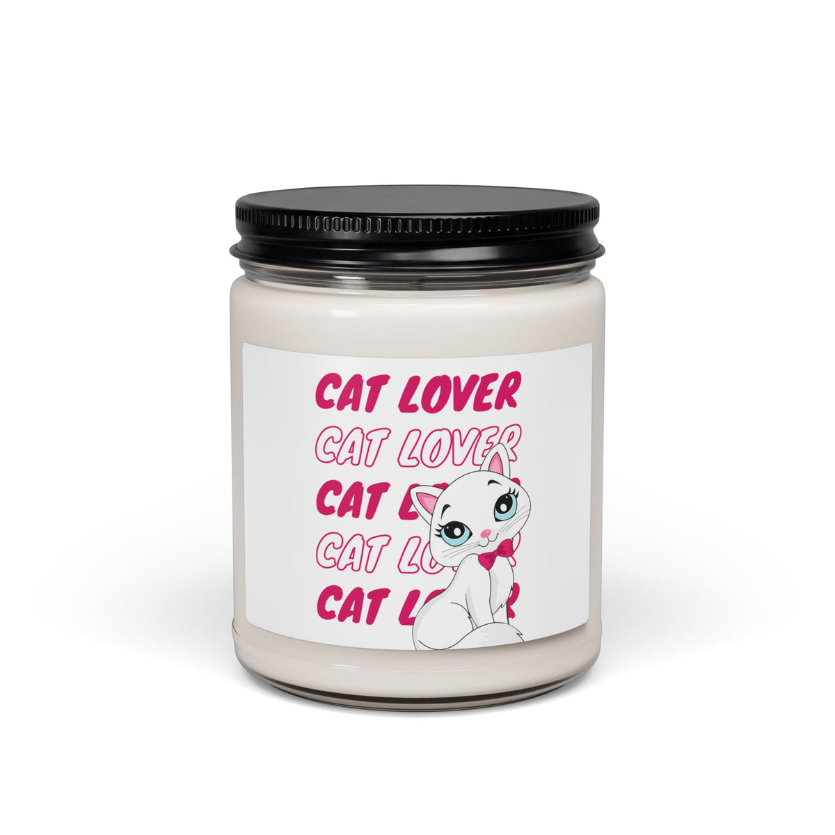 Cat Lover Soy Candle — 9oz Scented Candle with Cute White Cat Design