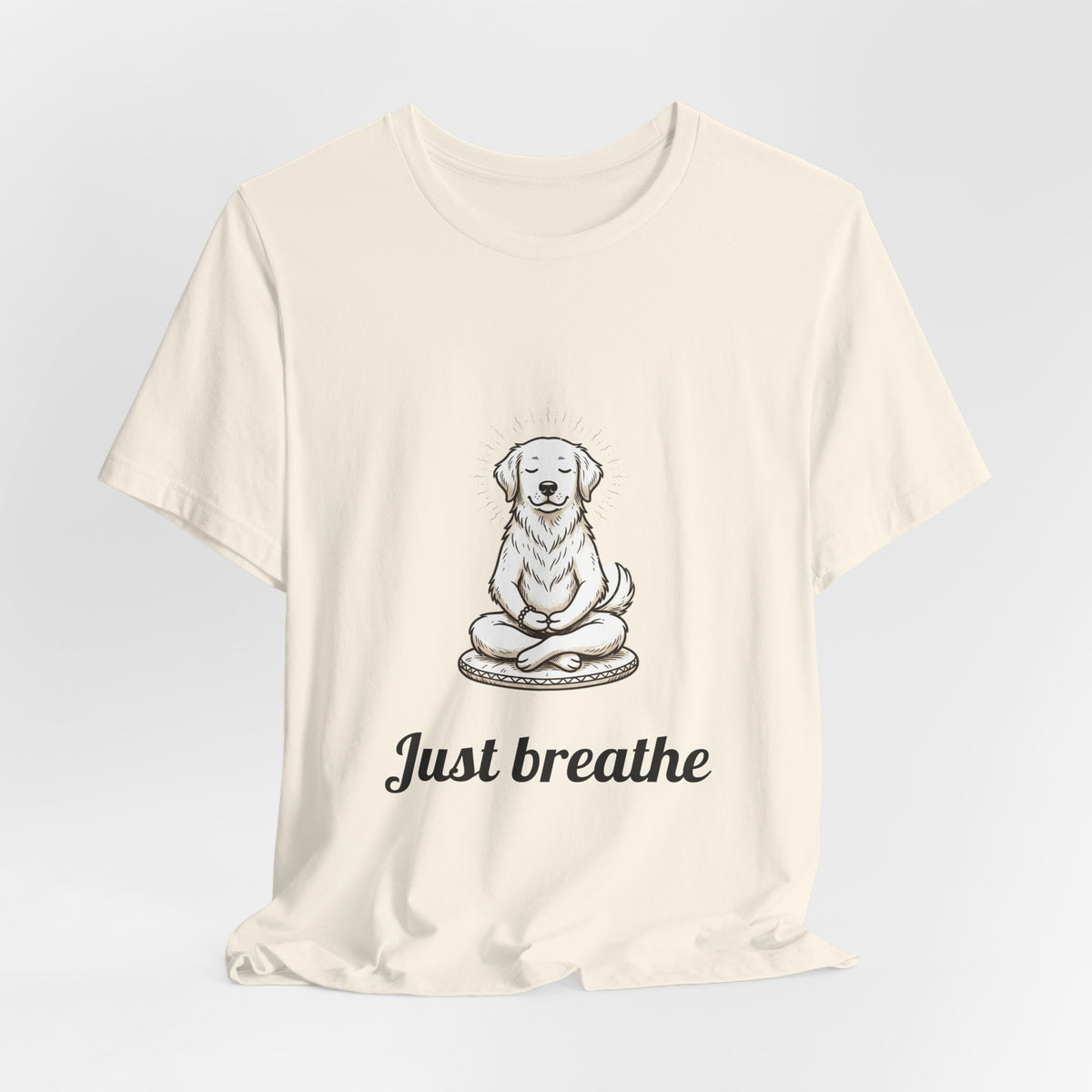 Meditating Dog T‑Shirt – "Just Breathe" Relaxation Tee