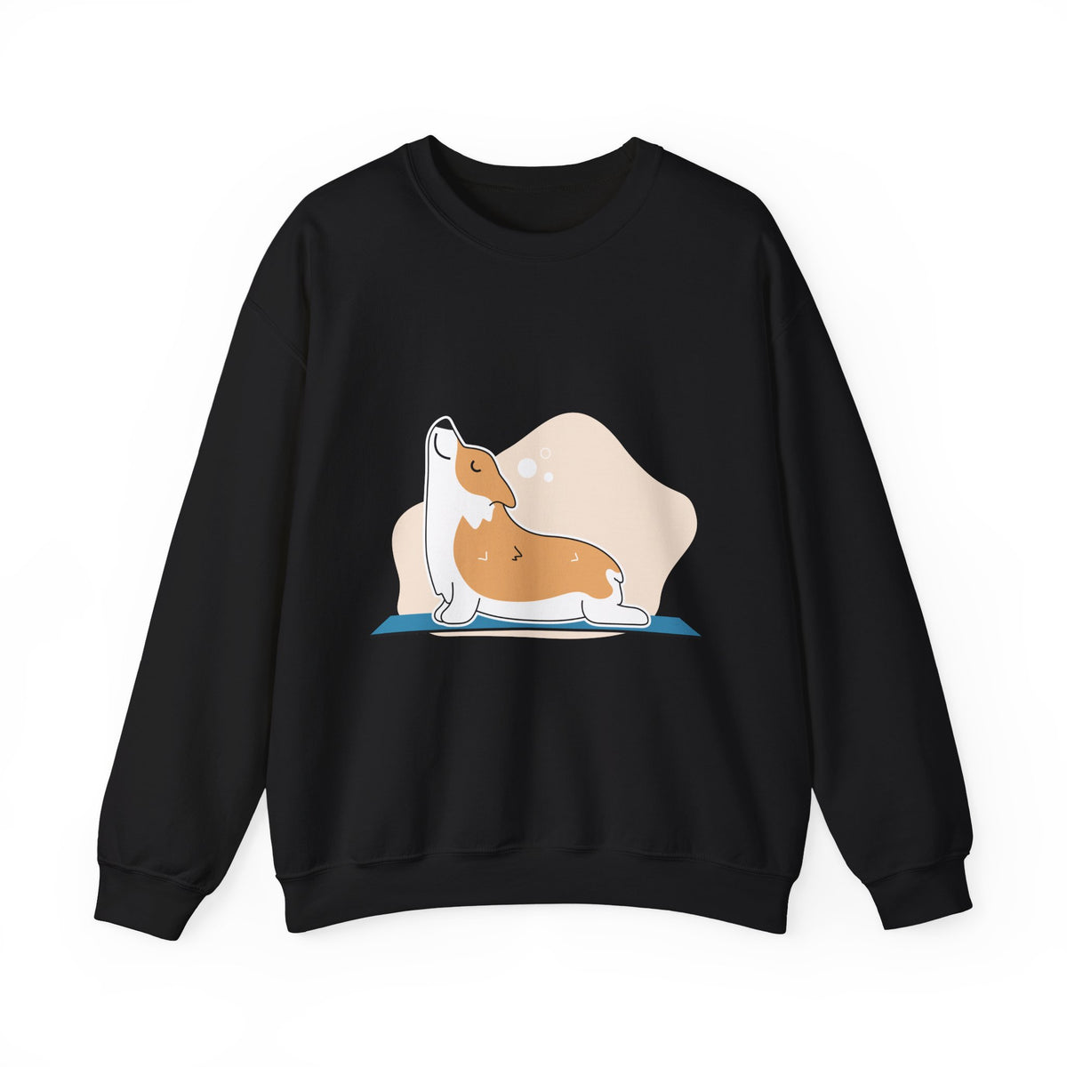 Corgi Yoga Crewneck Sweatshirt — Cute Stretching Dog Graphic