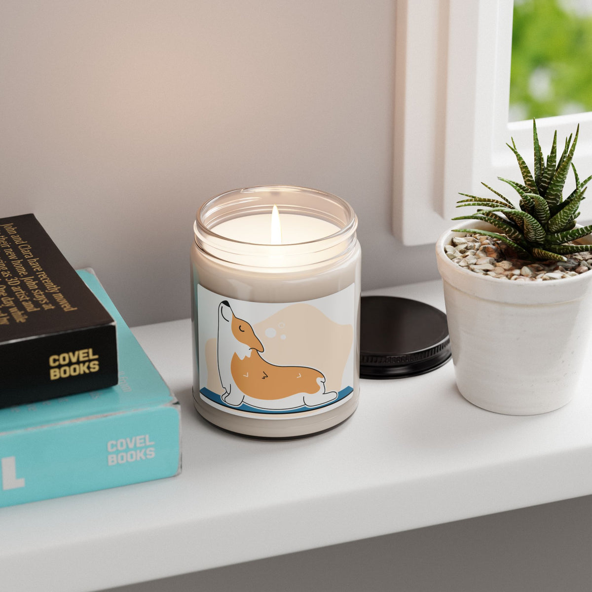 Corgi Stretch Scented Soy Candle — 9oz Relaxing Aromatherapy Jar
