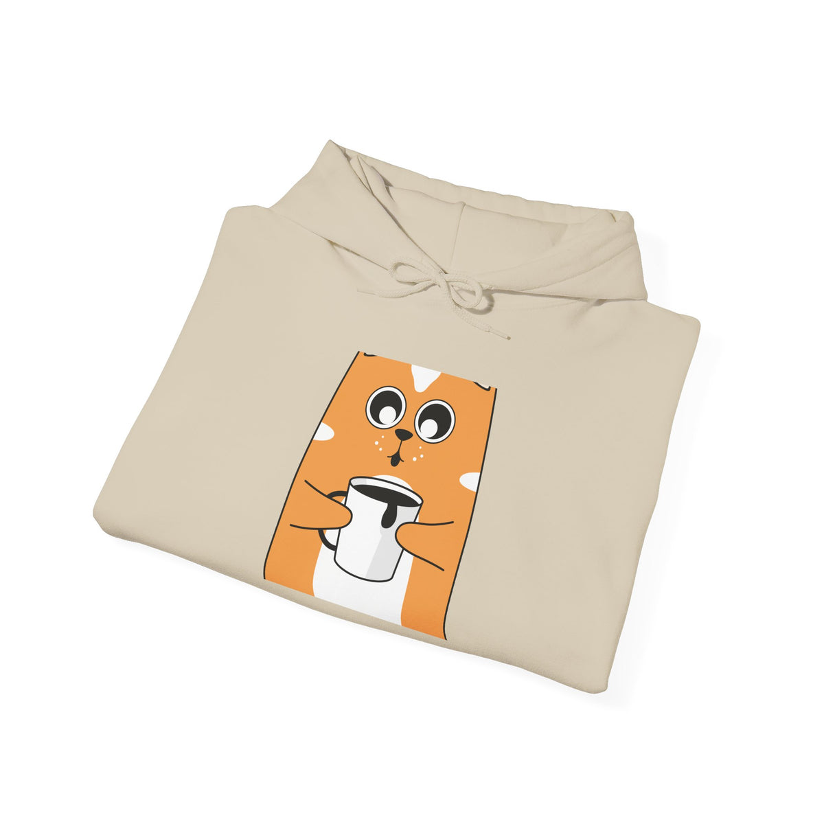 Cute Orange Cat Holding Coffee Hoodie – Kawaii Cat Coffee Lover Sweatshirt
