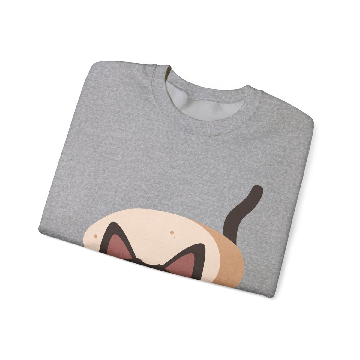 Cute Cartoon Cat Crewneck Sweatshirt — Playful Black Cat Graphic