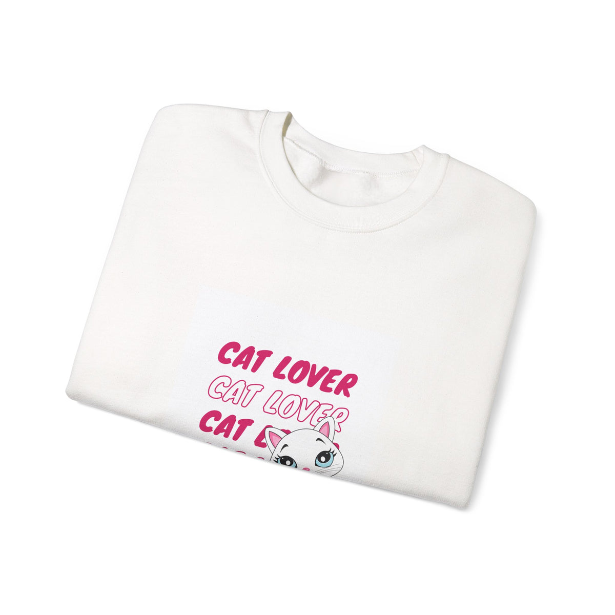 Cat Lover Crewneck Sweatshirt — Cute Pink Kitty Graphic