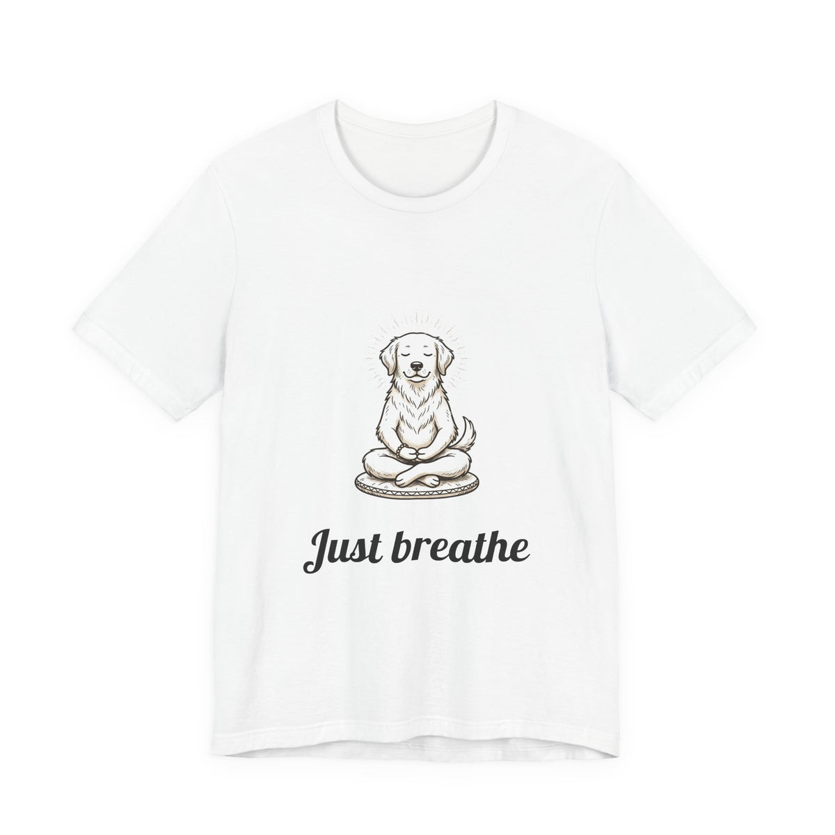 Meditating Dog T‑Shirt – "Just Breathe" Relaxation Tee