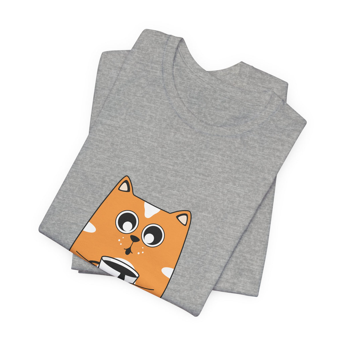 Cat Holding Mug T-Shirt — Cute Coffee Cat Graphic Tee
