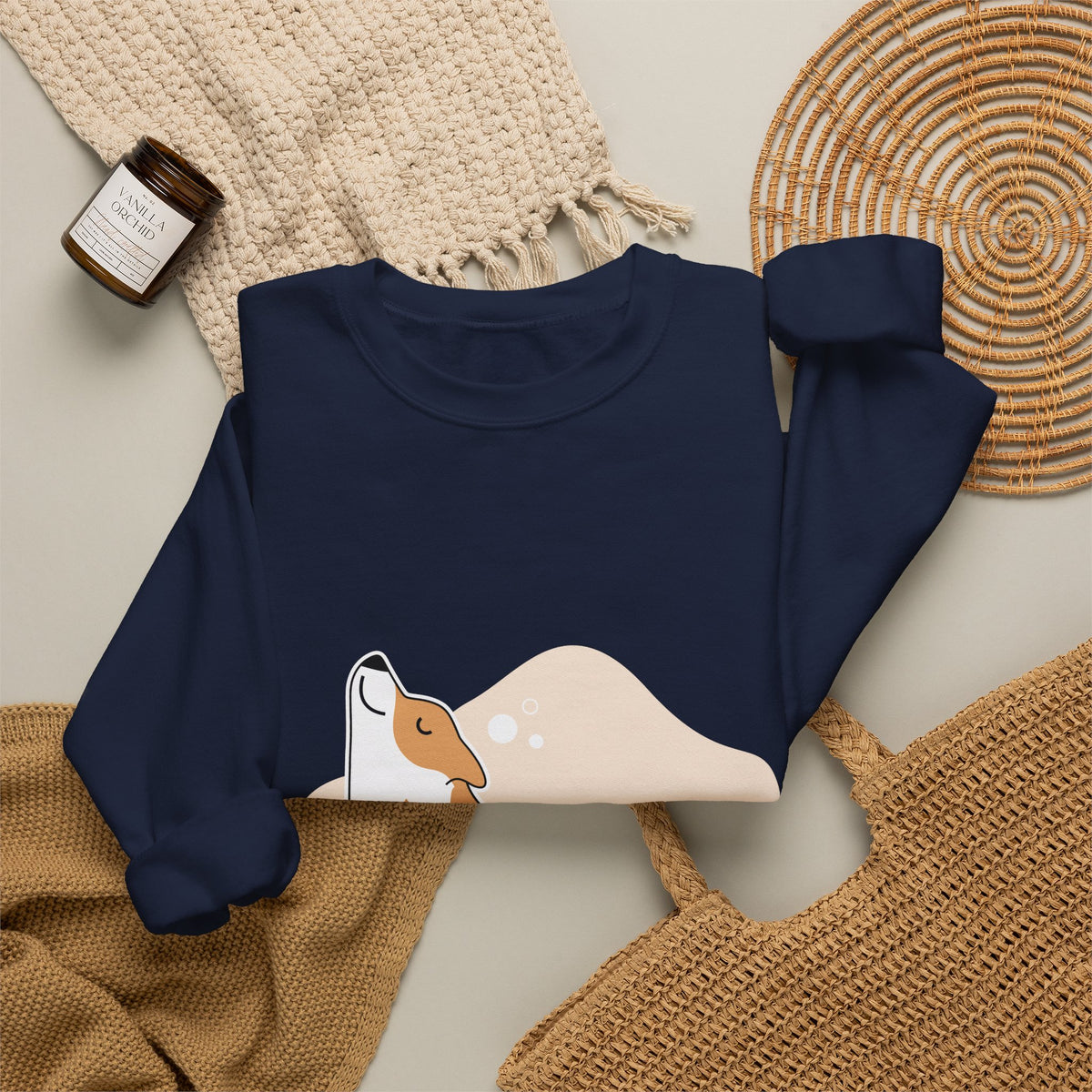 Corgi Yoga Crewneck Sweatshirt — Cute Stretching Dog Graphic
