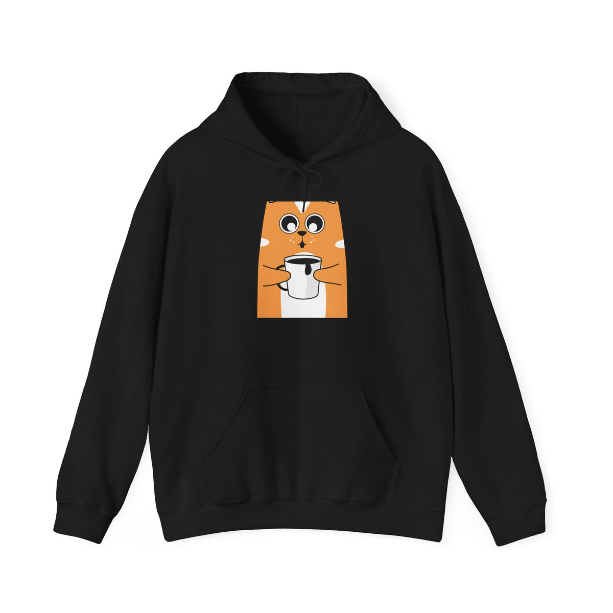 Cute Orange Cat Holding Coffee Hoodie – Kawaii Cat Coffee Lover Sweatshirt