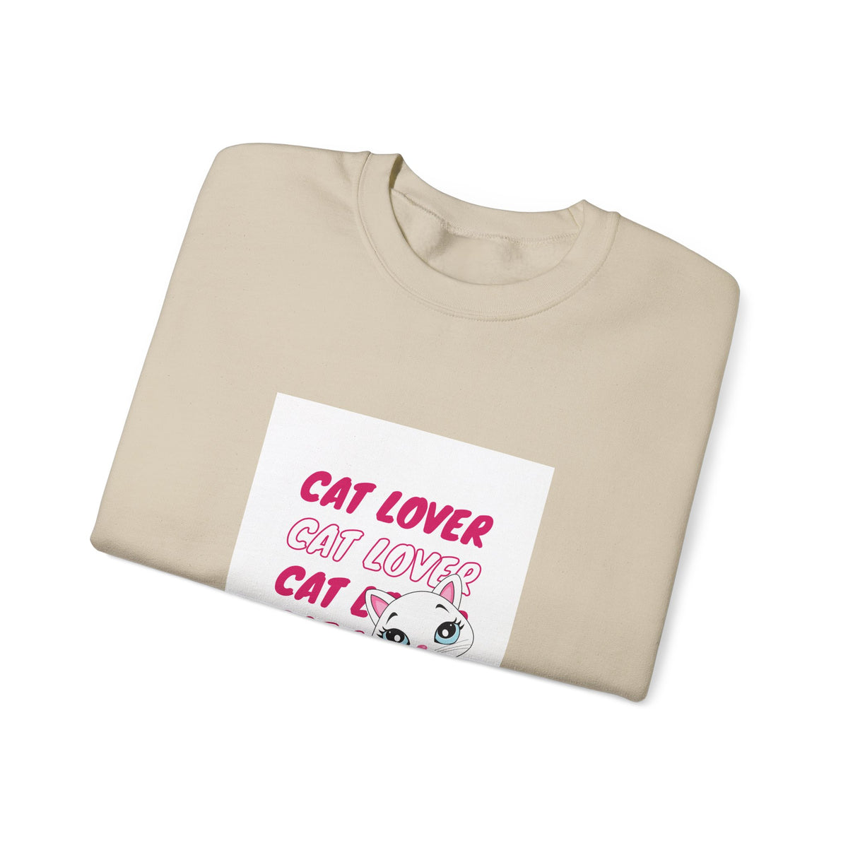 Cat Lover Crewneck Sweatshirt — Cute Pink Kitty Graphic