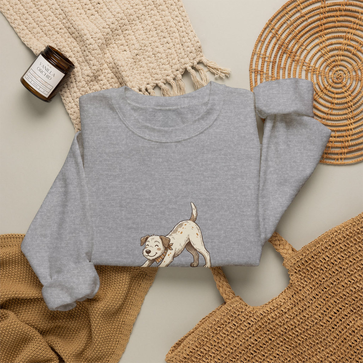 Downward Dog Sweatshirt — Cute Yoga Puppy Graphic Crewneck