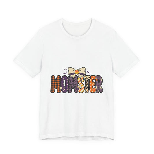 Momster Halloween Graphic Tee | Mom Halloween Shirt, Spooky Plaid Lettering