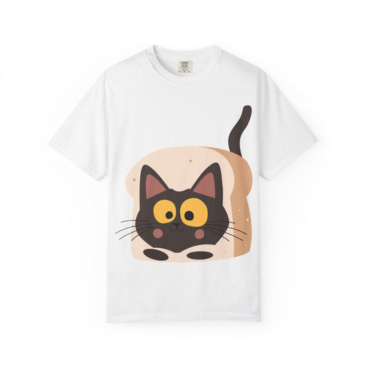 Cute Cat in Toast T-Shirt — Playful Kawaii Cat Graphic Tee