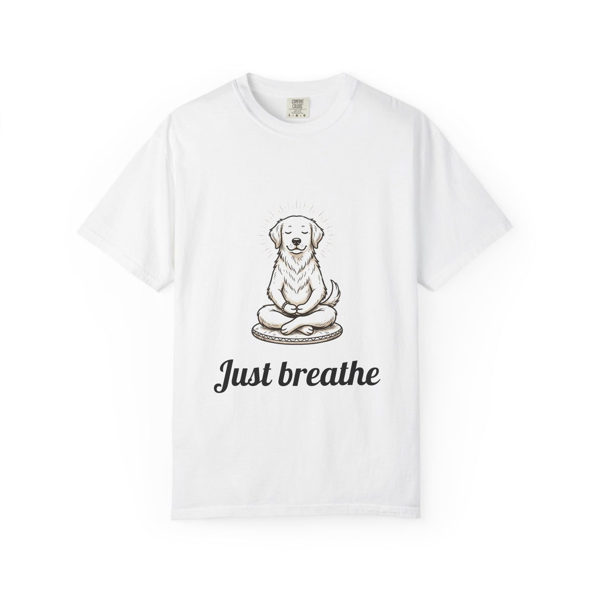 Just Breathe Dog T-Shirt — Cute Meditating Puppy Relaxation Tee