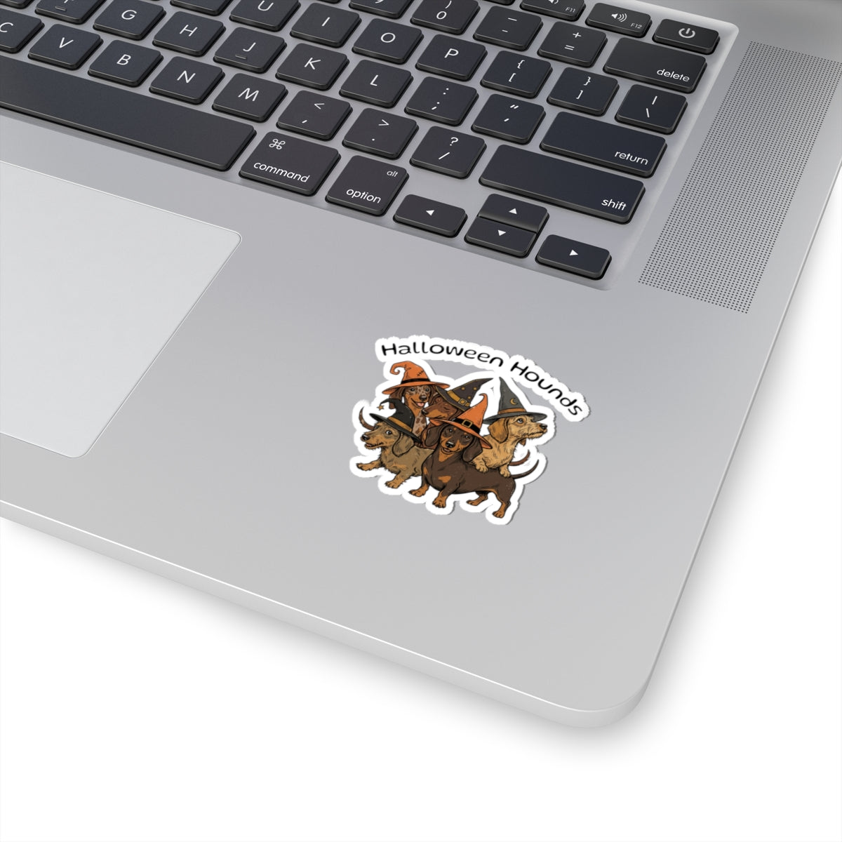 Halloween Hounds Sticker — Dachshund Squad in Witch Hats Kiss-Cut Sticker