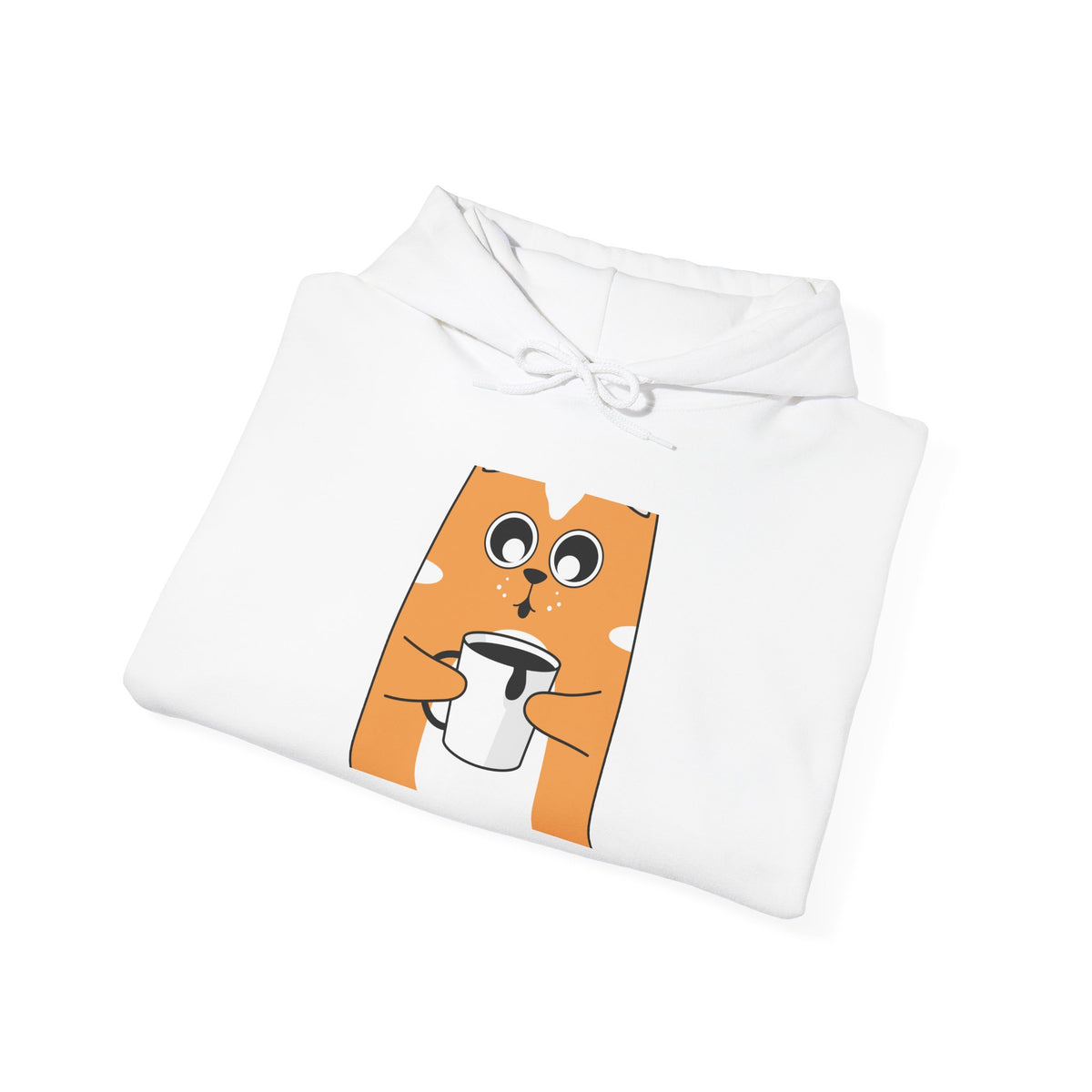 Cute Orange Cat Holding Coffee Hoodie – Kawaii Cat Coffee Lover Sweatshirt