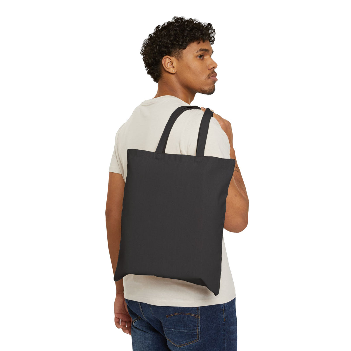 Canvas Tote Bag — Cute Meditating Cat Illustration Eco Shopper