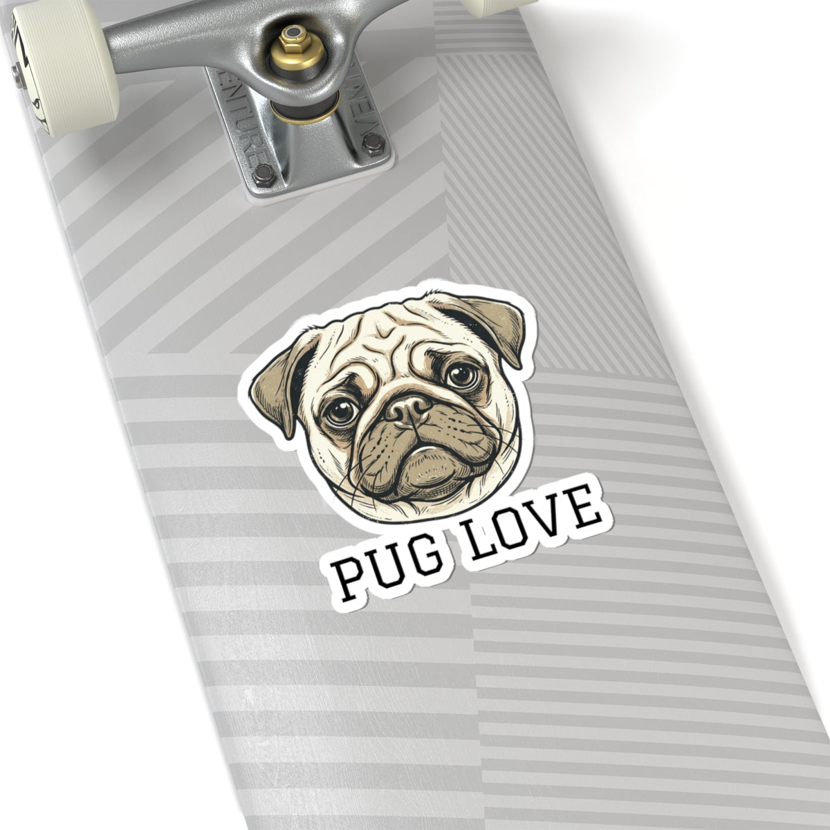 Pug Love Sticker — Kiss-Cut Pug Face Decal