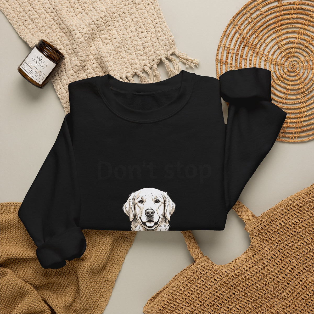Dog Lover Sweatshirt - "Don't Stop Retrievin'" Golden Retriever Crewneck