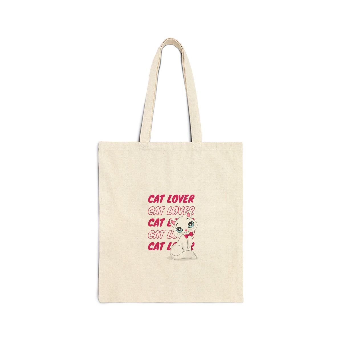 Cat Lover Canvas Tote Bag — Cute Retro Cat Graphic, Reusable Grocery & Gift Tote