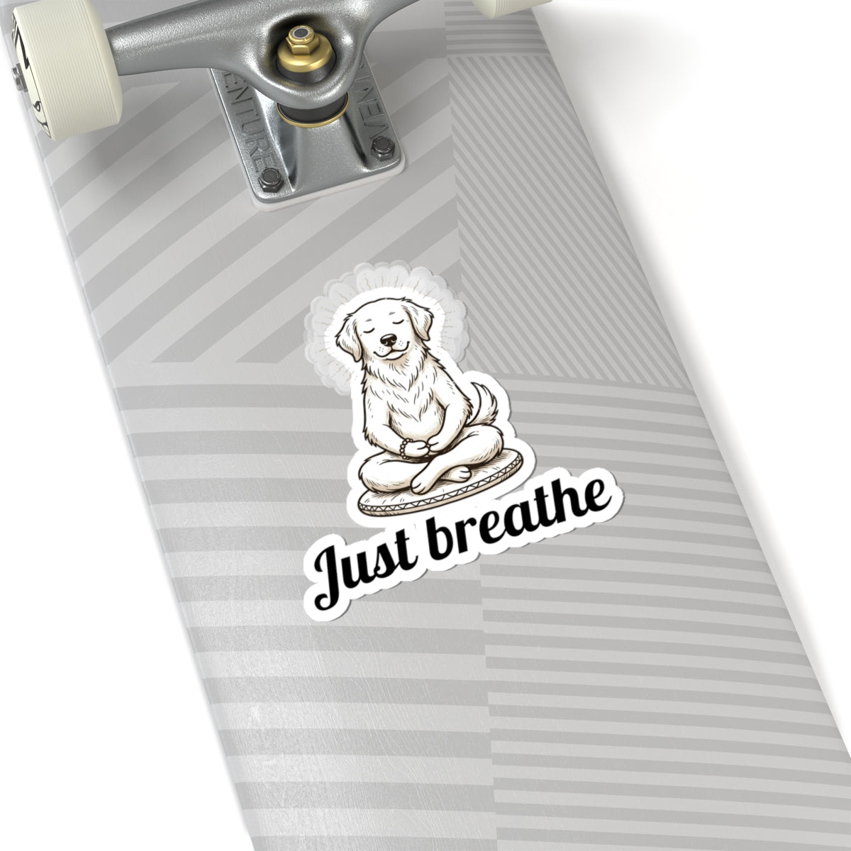 Just Breathe Meditation Dog Sticker — Cute Mindfulness Kiss-Cut Sticker