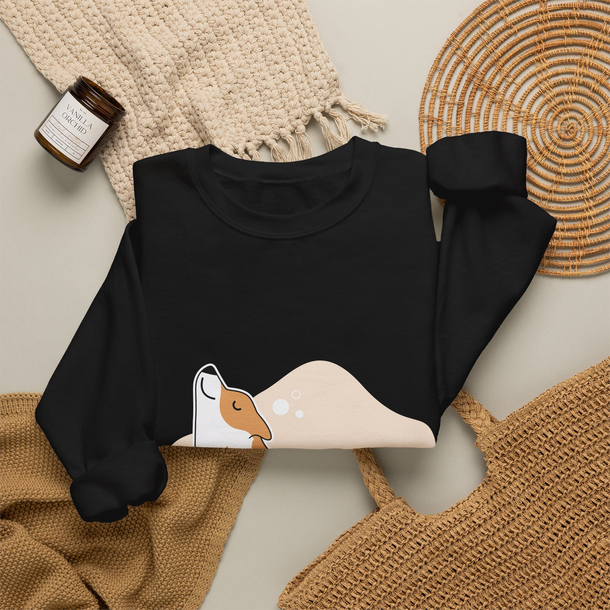 Corgi Yoga Crewneck Sweatshirt — Cute Stretching Dog Graphic
