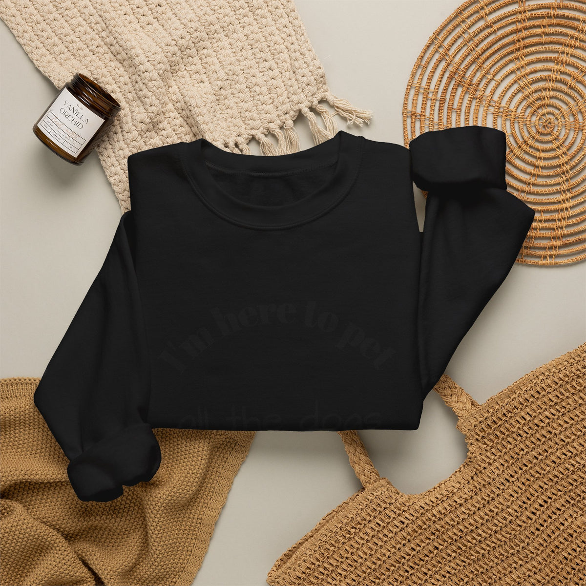 Crewneck Sweatshirt — "I'm Here to Pet All the Dogs" Cute Dog Lover Pullover