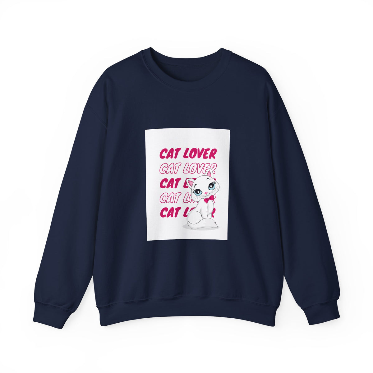 Cat Lover Crewneck Sweatshirt — Cute Pink Kitty Graphic