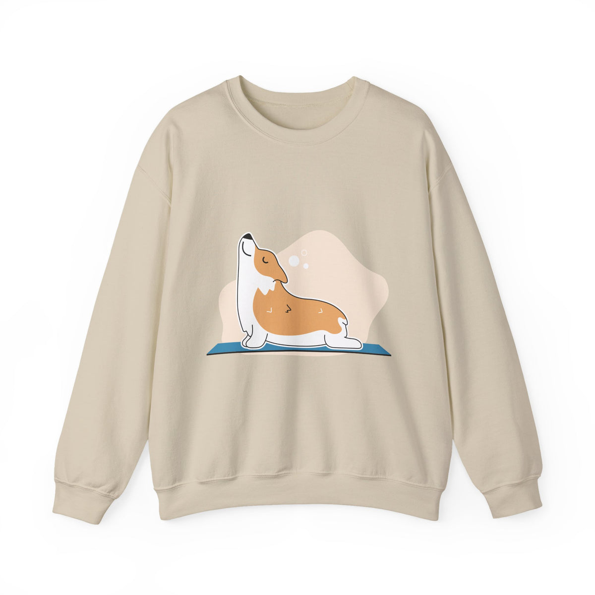 Corgi Yoga Crewneck Sweatshirt — Cute Stretching Dog Graphic