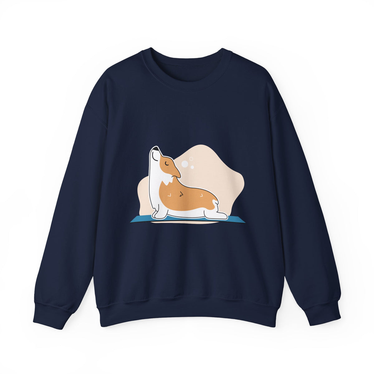 Corgi Yoga Crewneck Sweatshirt — Cute Stretching Dog Graphic
