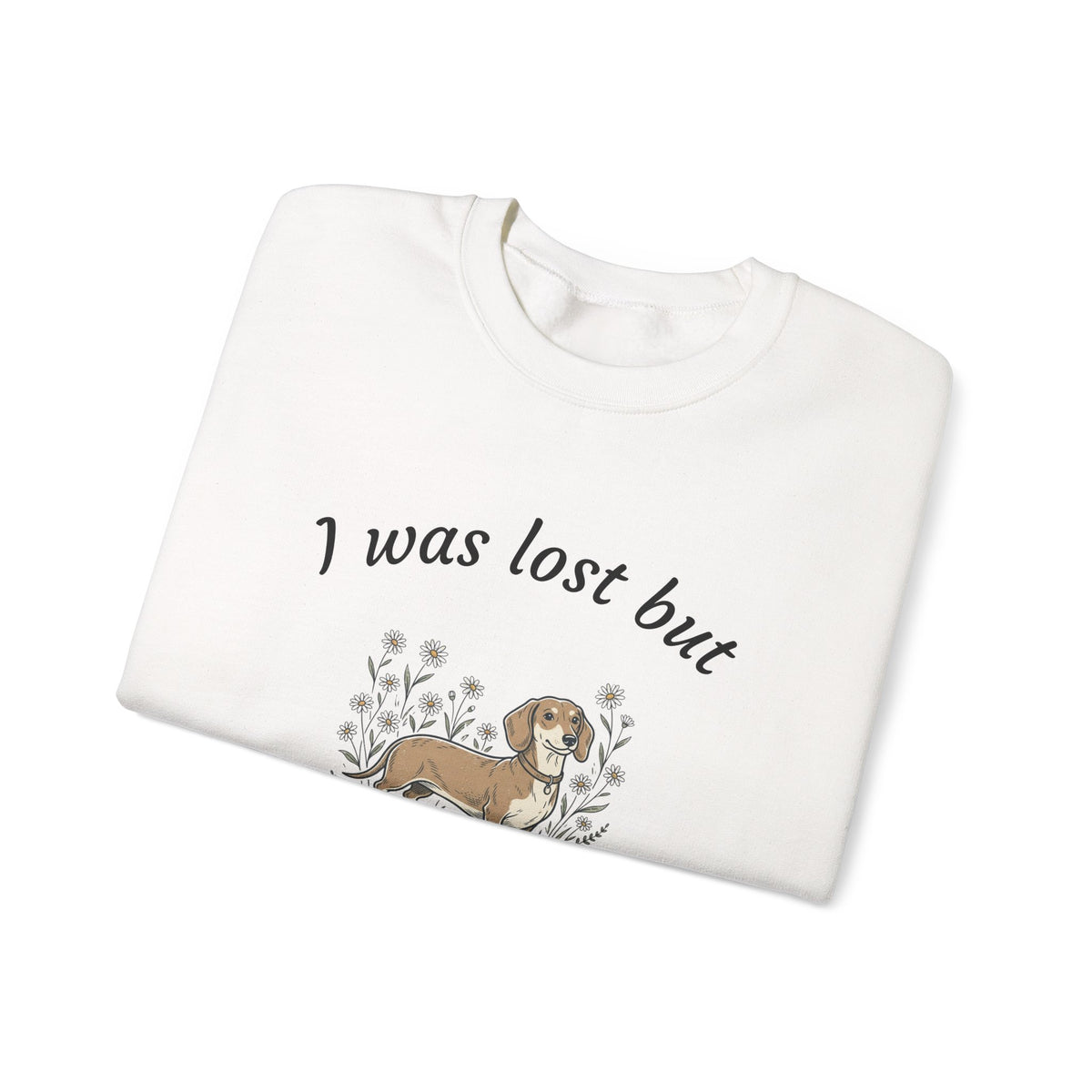 Dachshund Sweatshirt — "I was lost but now I’m hound" Crewneck