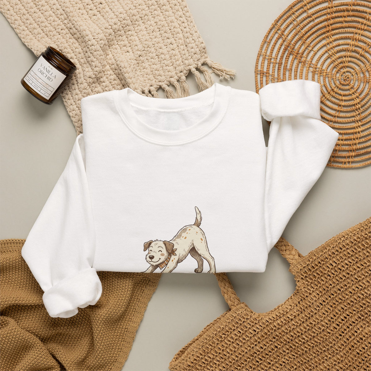 Downward Dog Sweatshirt — Cute Yoga Puppy Graphic Crewneck
